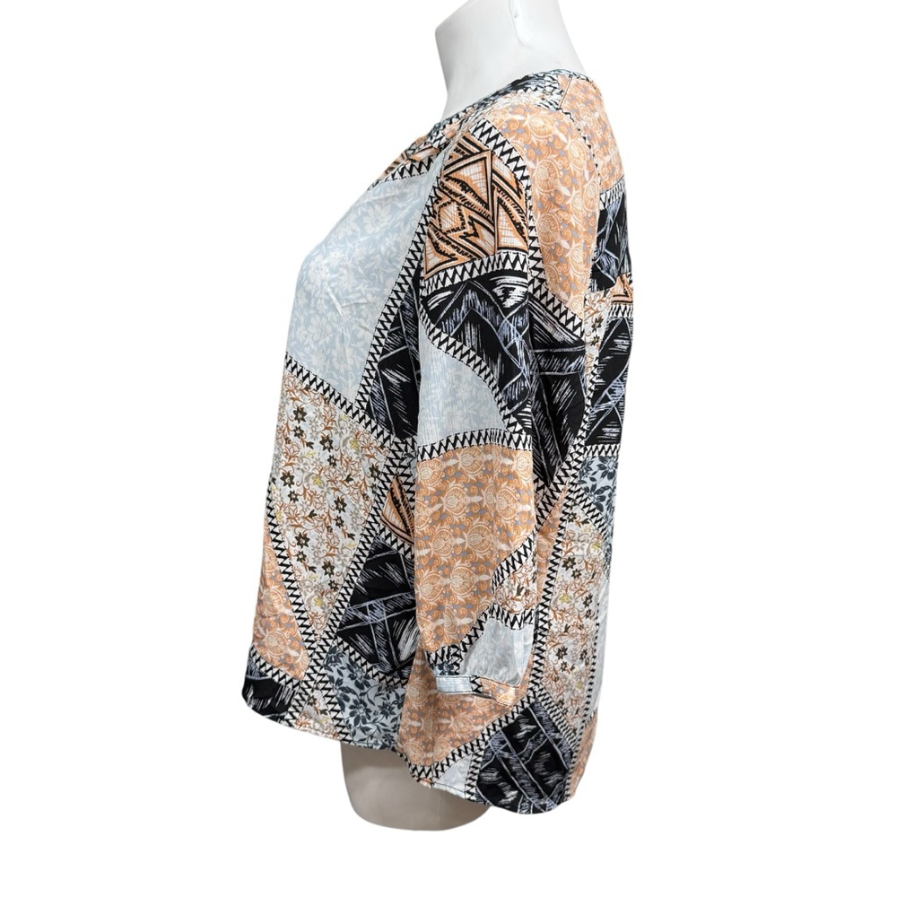 Investments Ii Patchwork Print Button Front Blous… - image 6